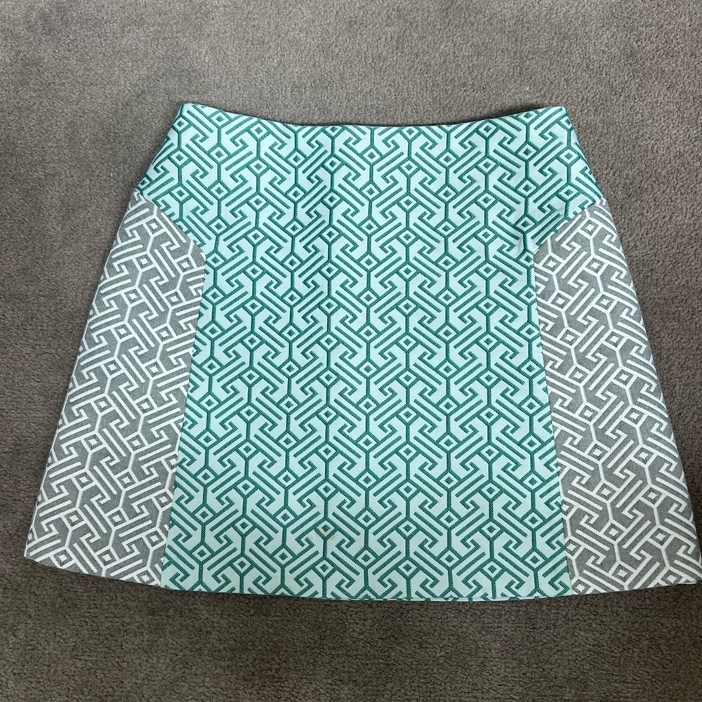 Topshop Green and Blue A-Line Mini Skirt Casual